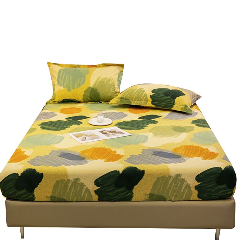 Fitted Sheet Set Color Block Breathable Soft Cotton Fade Resistant Fitted Sheets