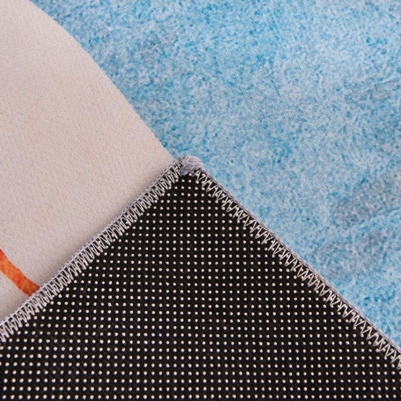Blue Abstract Graphic Rug Polyester Modern Rug Washable Rug for Home Decor