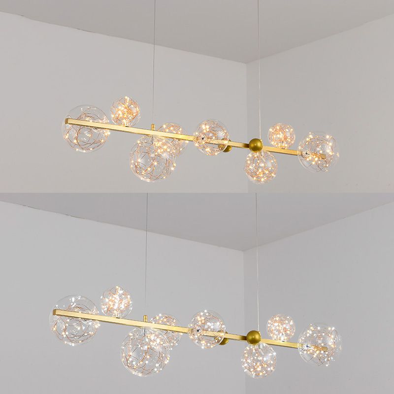 Contemporary Style Spherical Island Lighting Ideas Clear Glass 8 Light Island Lights