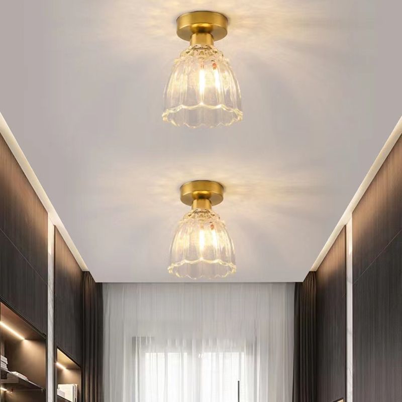 Modern Simple Glass Ceiling Light Bell Shape Ceiling Lamp for Bedroom