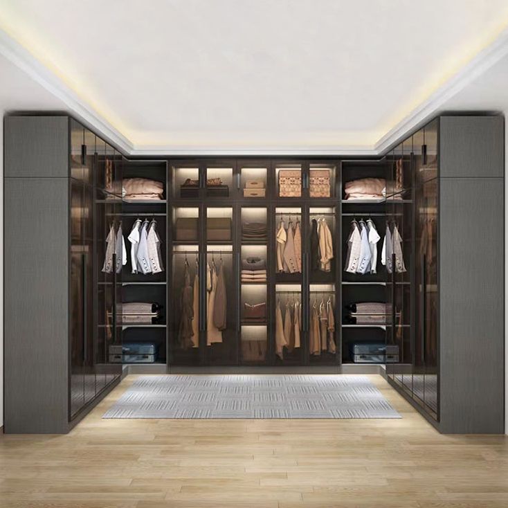 Modern Wardrobe Armoire Wood and Glass Wardrobe Closet for Home
