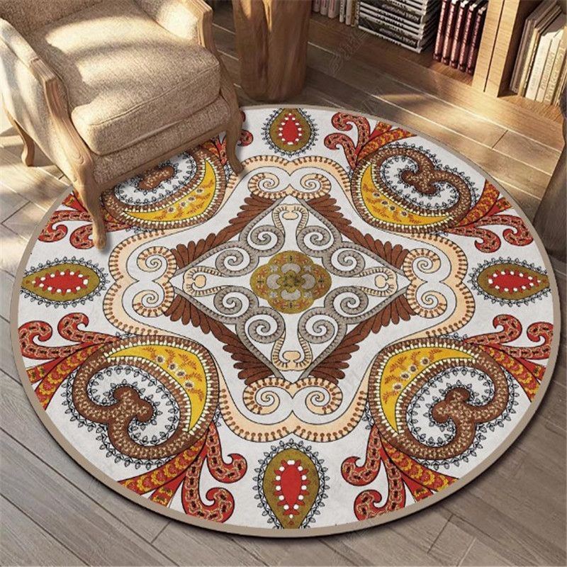 Bohemian Living Room Area Carpet Purple Polyester Area Rug American Pattern Anti-Slip Rug