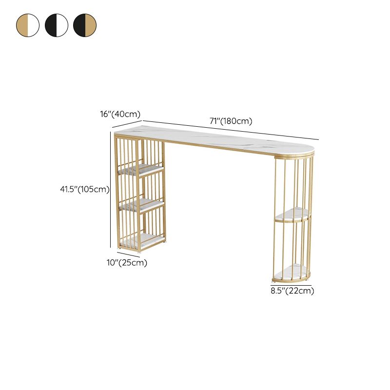 Modern Bistro Bar Table Sintered Stone Rectangle Bar Table with Shelves