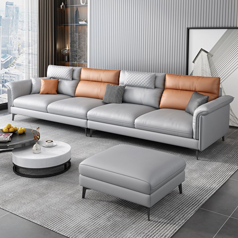 Contemporary Reversible Ottoman Sectional with Pillowed Back for Four People