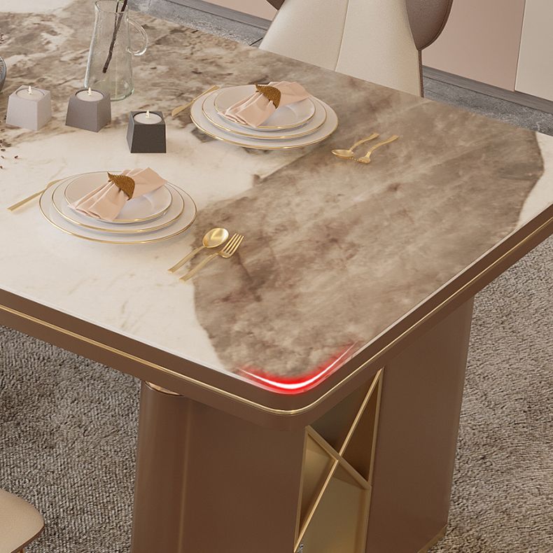Stone Top Dinette Table with Storage Modern Kitchen Dining Table