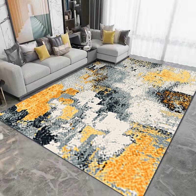 Gray Modern Rug Polyester Graphic Rug Non-Slip Backing Rug for Home Decor