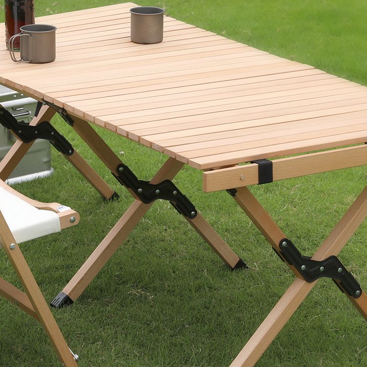 Industrial Foldable Camping Table Beech Solid Wood Removable Camping Table