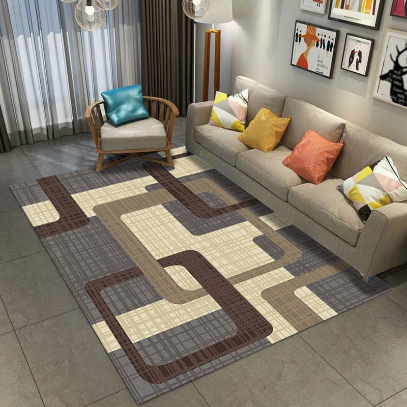 Luxury Living Room Rug Multi Color Geometric Area Rug Polypropylene Easy Care Machine Washable Carpet