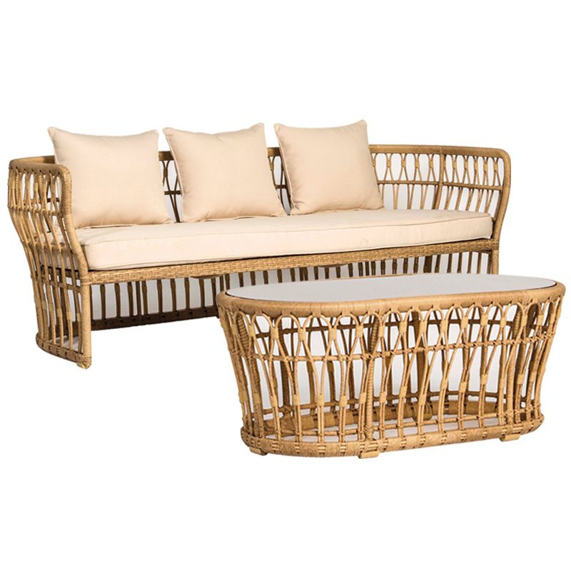 Arc Shape Outdoor Sofa Tropical Shape Willow Vine Seating in Wood