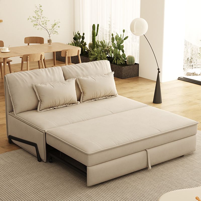 Contemporary Faux Leather Sleeper Sofa Upholstered Armless Sofa Bed