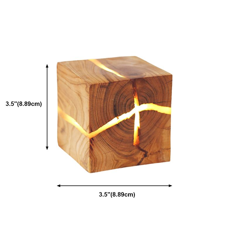 Log Color 1-Light Wall Lamp in Modern Minimalist Wooden Square Wall Light for Bedroom