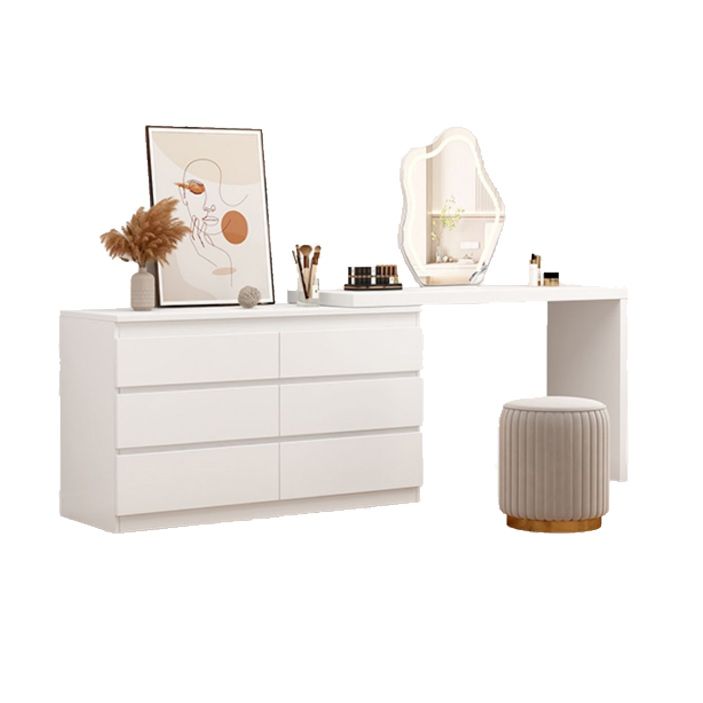 White Bedroom Lighted Mirror Wooden With Drawer Vanity Dressing Table