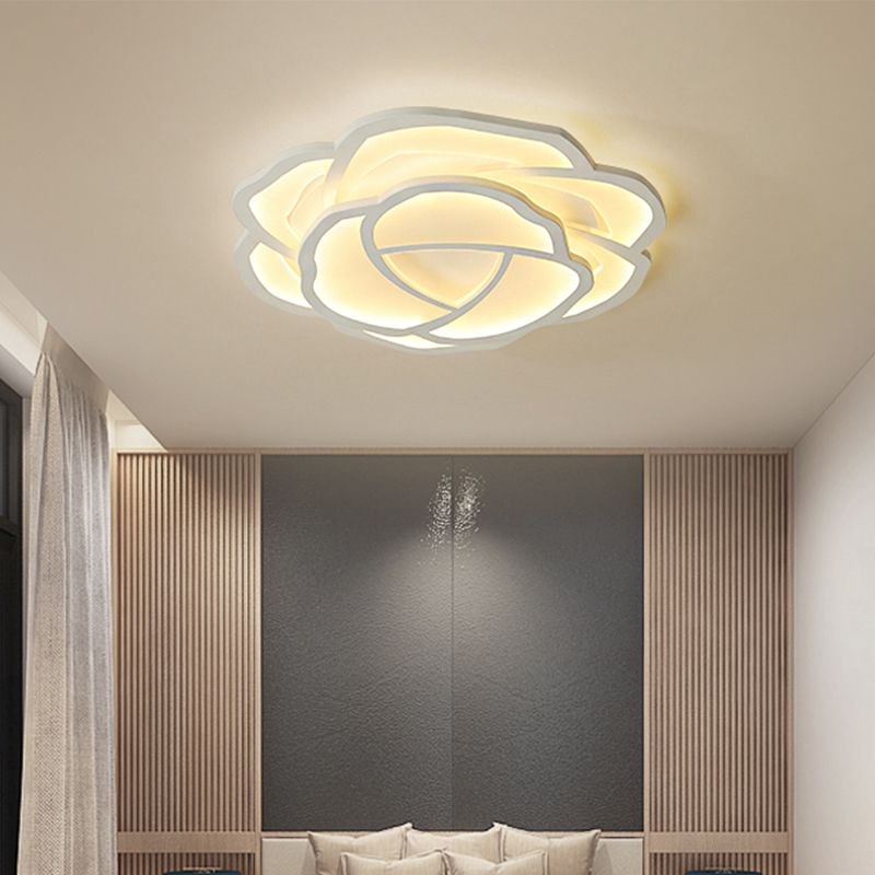 Lámpara de techo para dormitorio Simplicity con luz LED de acrílico con sombra empotrada en forma de rosa en luz blanca/cálida, 16 "/ 20,5" de ancho