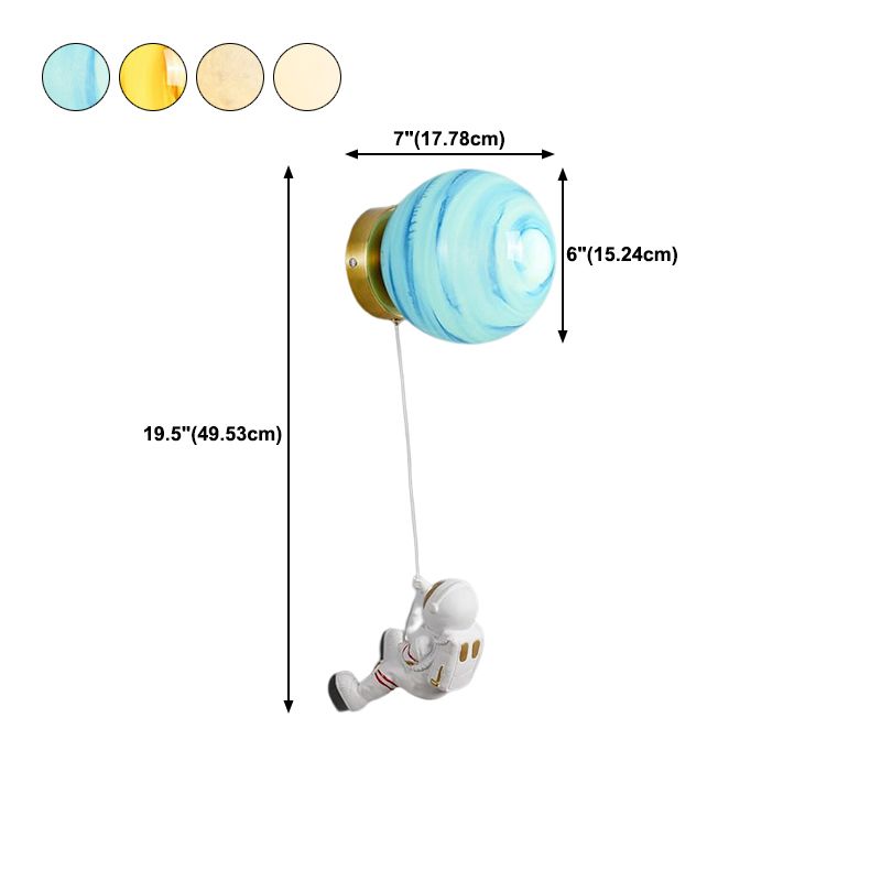 Flush Mount Metal Lighting Children Globe Shaded Wall Light for Bedroom