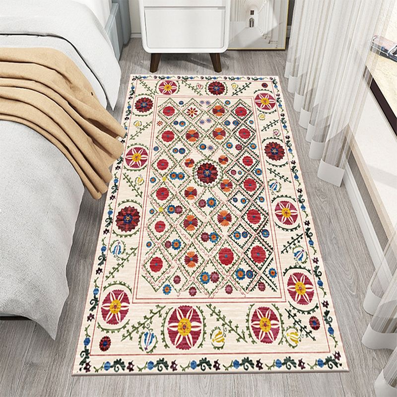 Green Simple Rug Polyester Plant Indoor Rug Stain Resistant Rug for Living Room