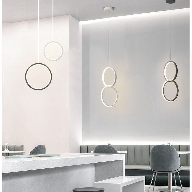 Minimalistische LED -Aufhängungshängung Anhänger Lichtkreis Hängende Leuchte mit Metallschatten