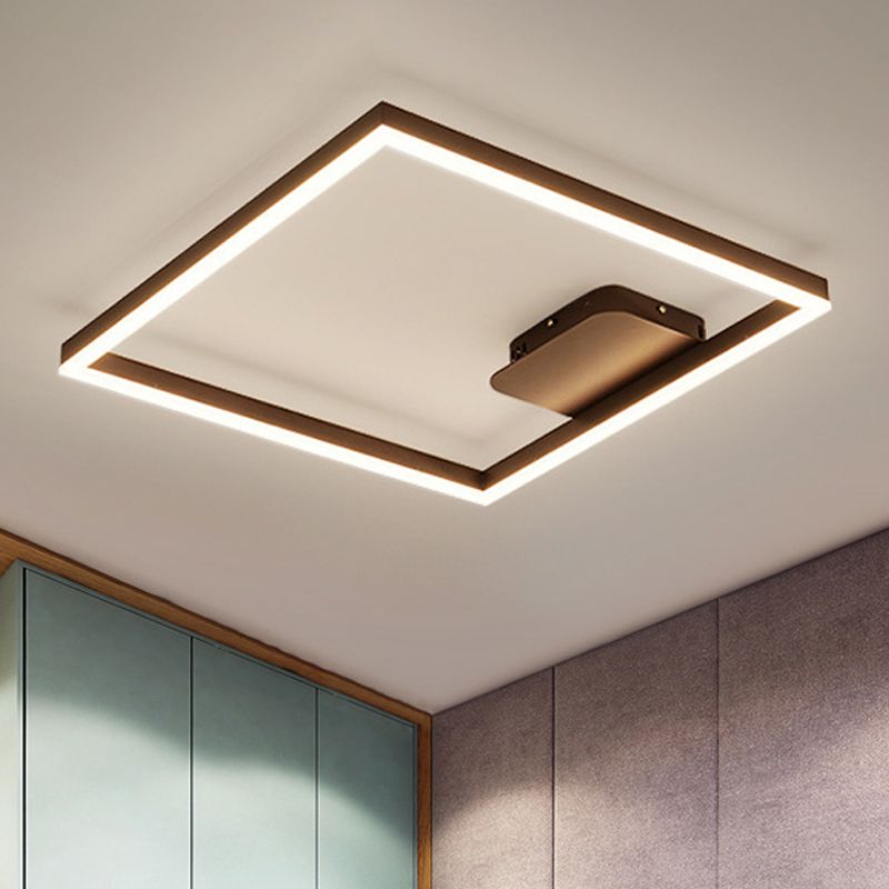 Modern Rectangular Acrylic Semi Flush Light LED 1/2/3 Lights Brown Ceiling Mounted Fixture in Warm/White/Natural Light, 16"/23"/29" Wide