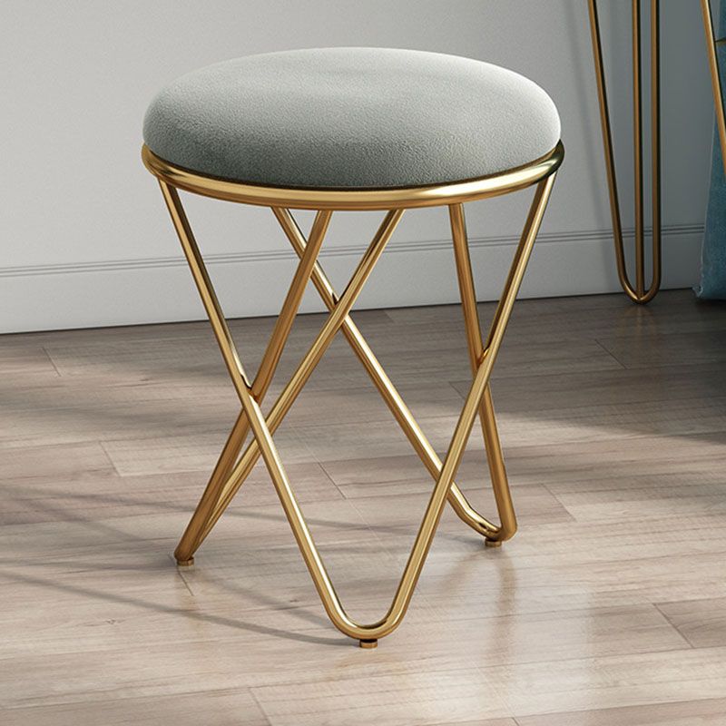 Solid Color Fabric Standard Stool Modern Style Simple Round Cushion Stool