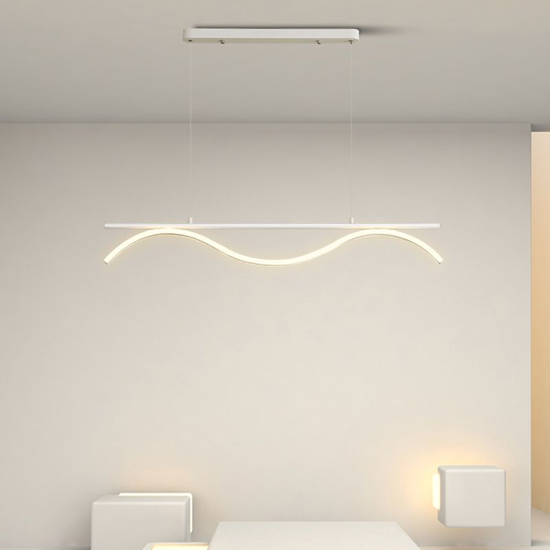 Linear Shape Island Lighting Idea Modern Style Metal 1-Light Island Pendant