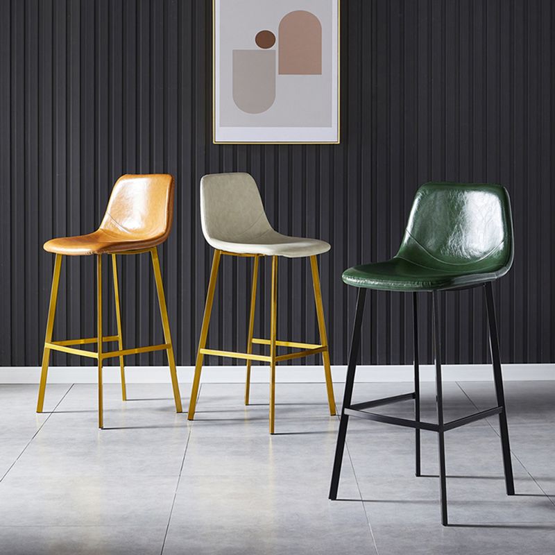 Scandinavian Style Bar-stool with Square Leather Seat Counter Stool Kitchen Bar-stool