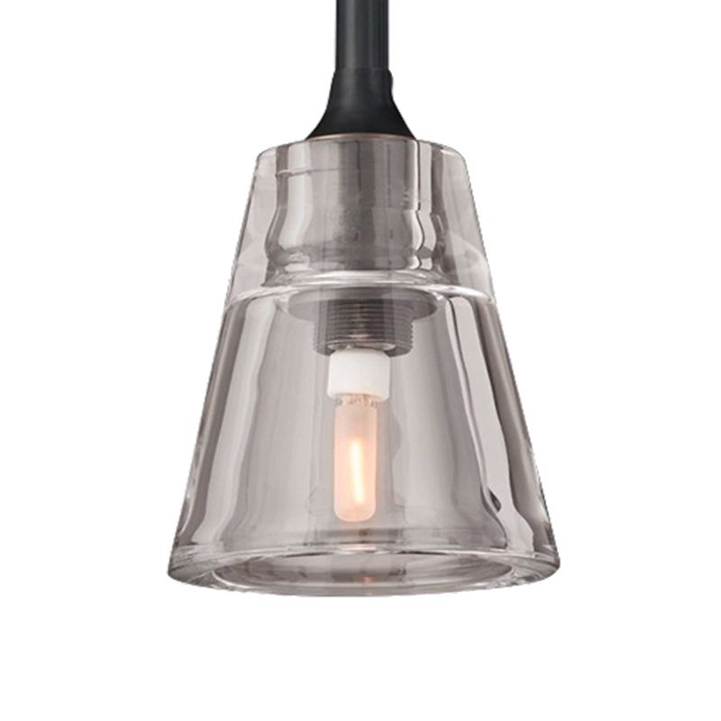 Lámpara colgante de cono negro/de latón/cromo post modernista LED doble vidrio de humo luminoso lámpara de techo