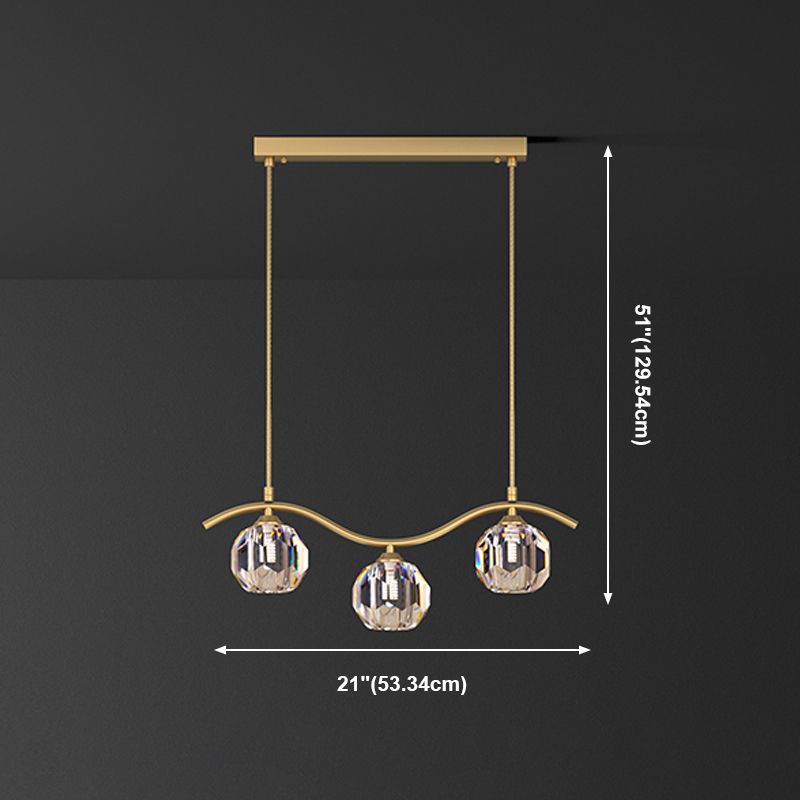 Contemporary Sphere Island Light Fixtures Crystal Pendant Lights in Gold