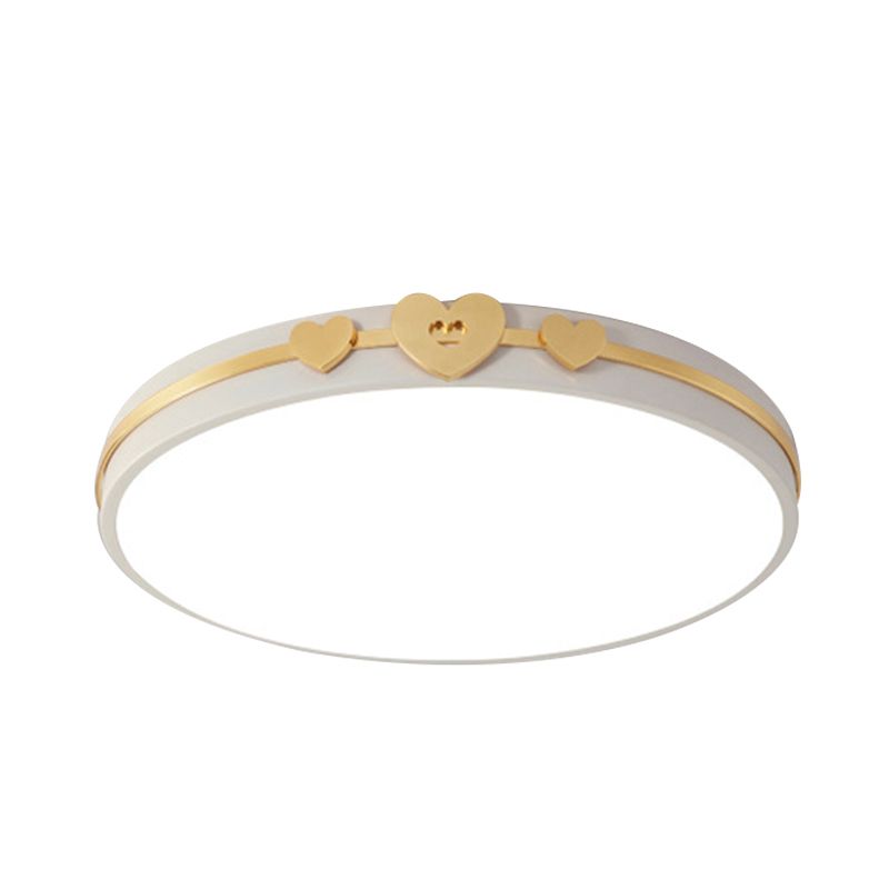 Noordse cirkelvormige spoellamp Acryl LED Slaapkamer Spoelverlichting in wit/zwart/grijs met goud liefdevolle hart deco