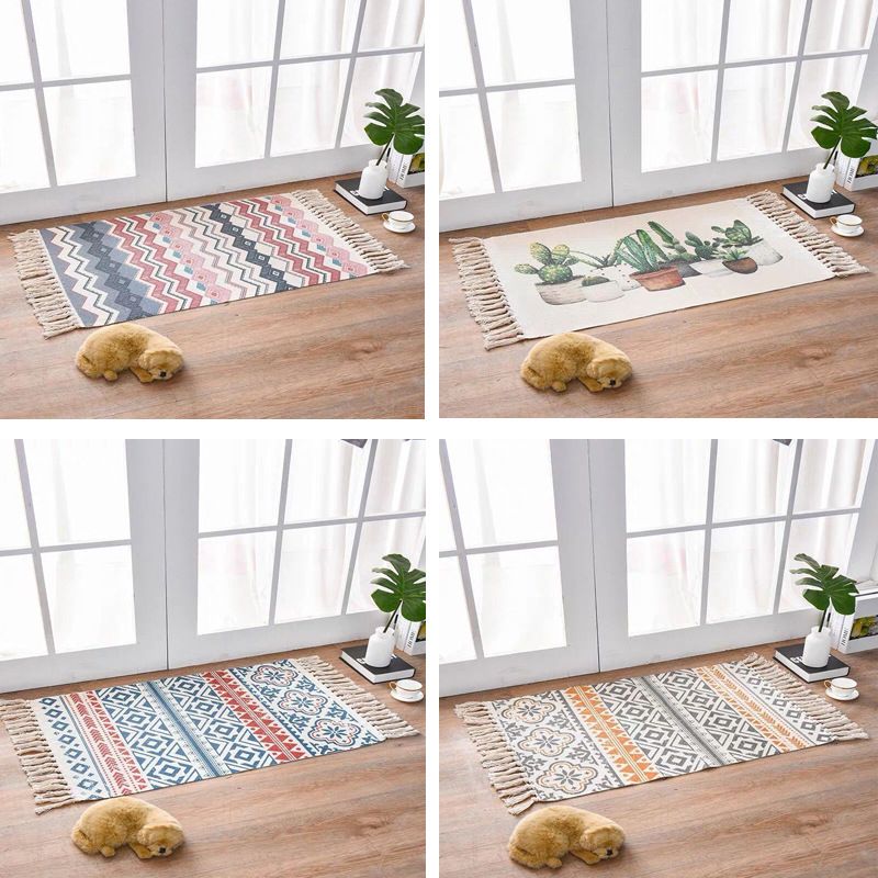 Tapis bohème décoratif Tapis de tapis tribal multi-couleurs tapis amical pour animaux de compagnie avec gland pour la porte