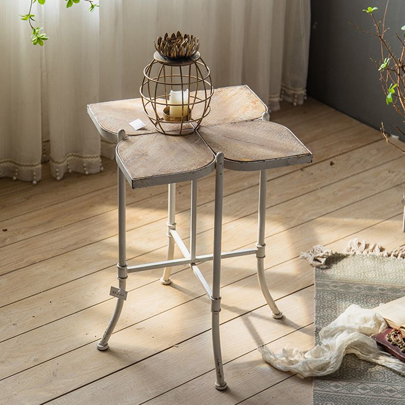 Solid Wood End Table French Country Distressed Side Table in Brown
