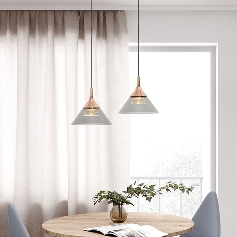 Minimalist Cone Shape Pendant Light Aluminum Dining Room LED Hanging Light
