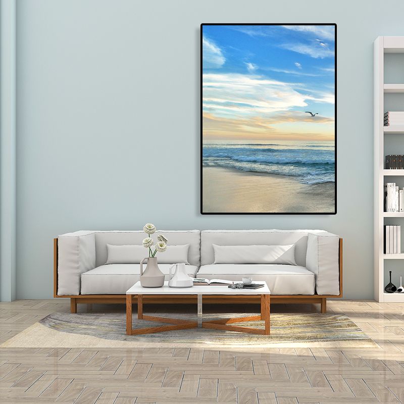 Coastal Style Wall Art Print Pastel Color Sea Landscape Painting, Mult