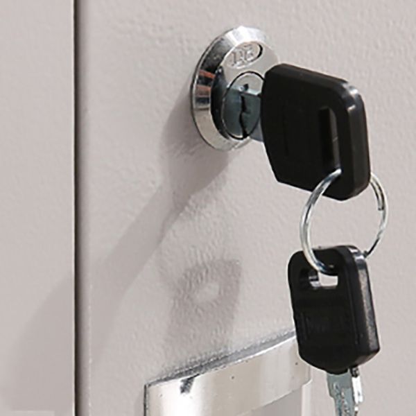 Gray Cabinet with Metal Door Modern Hinged Door Storage Cabinet for Home