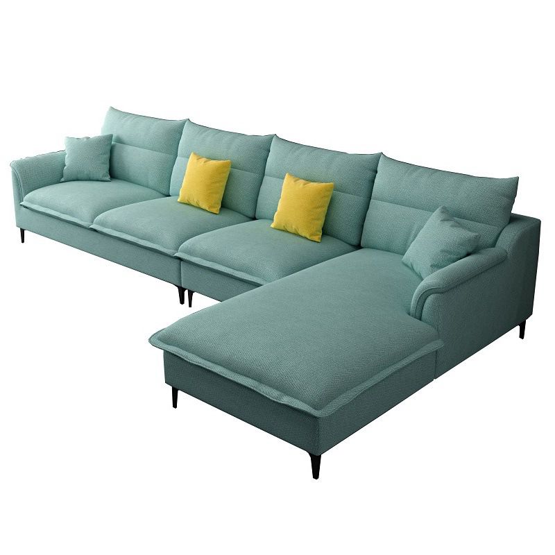 Pillow Top Arm Sectional 4-seater Fabric L-shape Sectional with Pillows