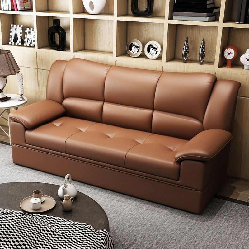 Glam Leather Pillow Top Arms Sleeper Sofa Biscuit Back Upholstered Sofa Bed