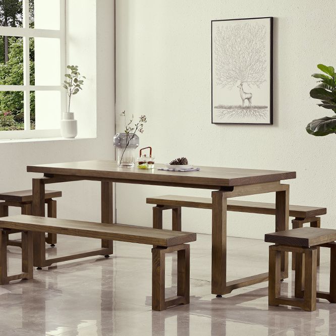 Industrial Double Pedestal Dining Table Pine Wood Table for Cafe Dining Room