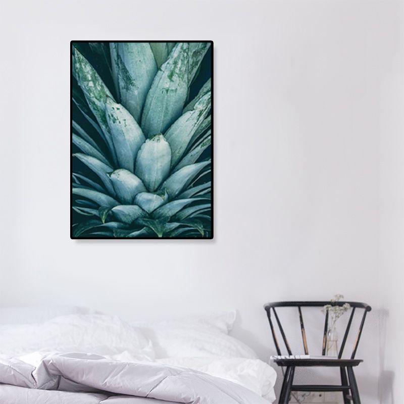 Green Pineapple Top Print Canvas Botanical Nordic Textured Wall Art for House Interior