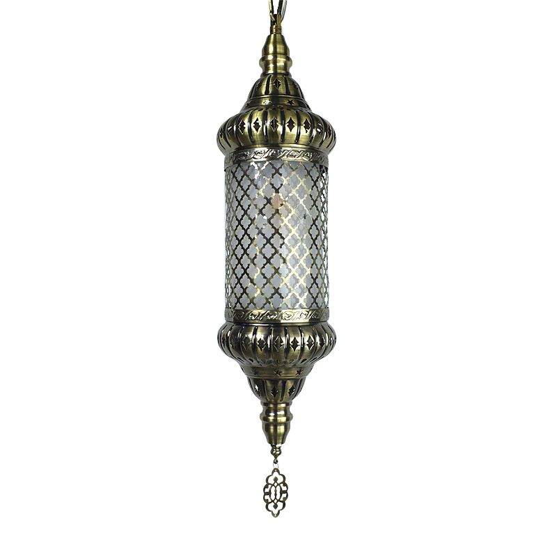 Metal Cylinder Pendant Lighting Decorative 1 Bulb Ceiling Suspension Lamp in Bronze