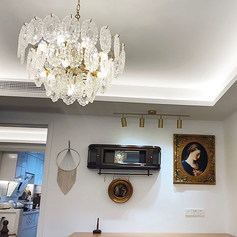 Multi Light Wheel Pendant Chandelier Modern Style Glass Hanging Lighting for Dining Room