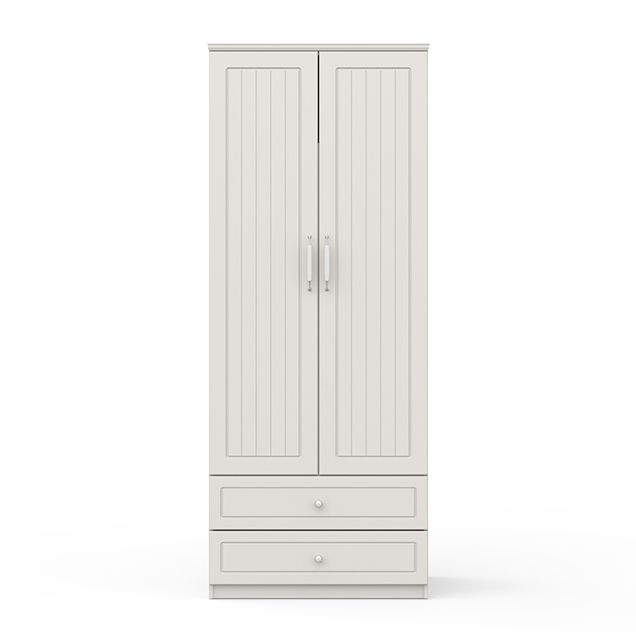 Contemporary Style Wardrobe Wood 2-Drawer Wardrobe Closet for Bedroom