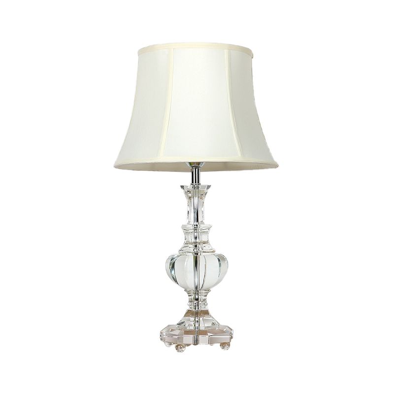 1 Bulb Urn Shape Task Lighting Modernism Beveled Crystal Nightstand Lamp in White