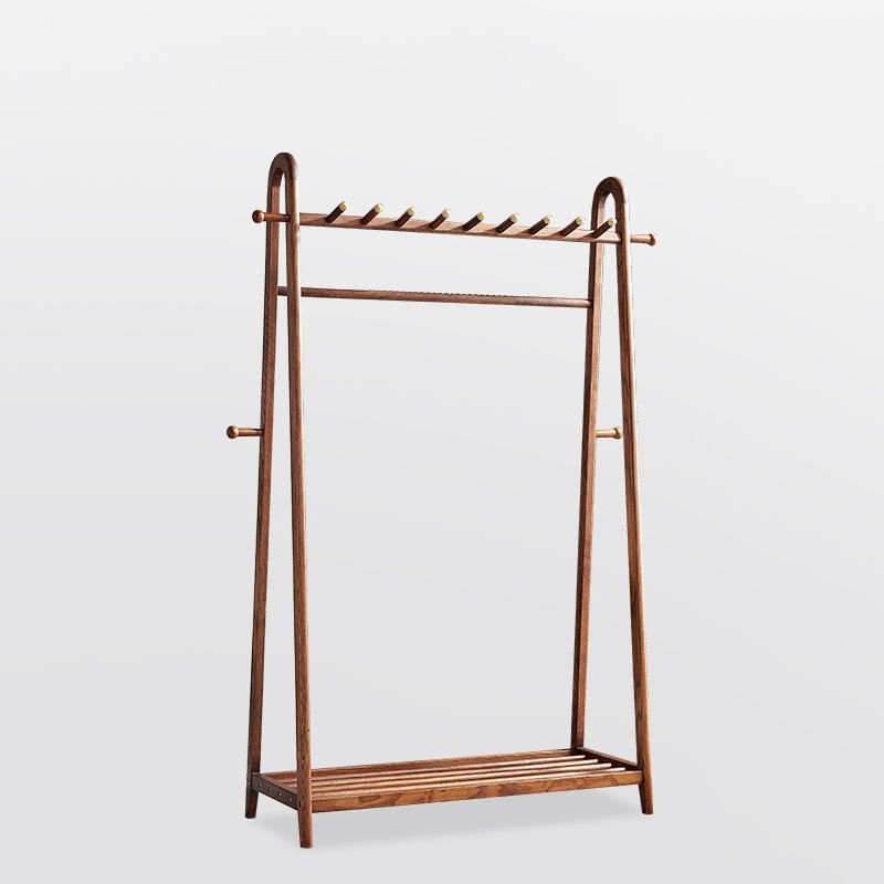 Brown Contemporary Style Armoire Ash Wood Open Armoire with Clothing Rod