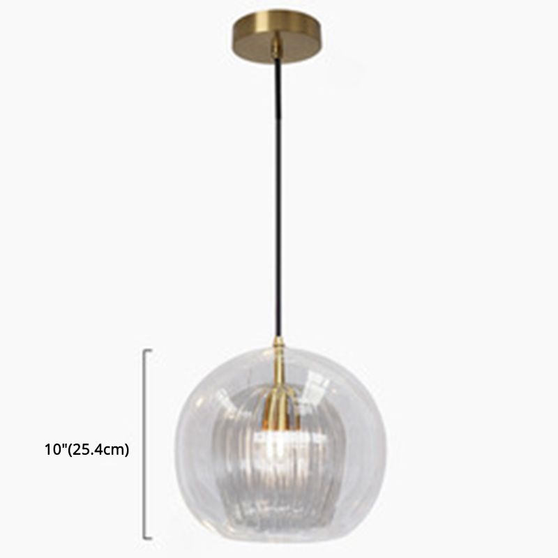 Contemporary Spherical Pendant Lighting Glass Dinning Room Ceiling Pendant Light in Gold