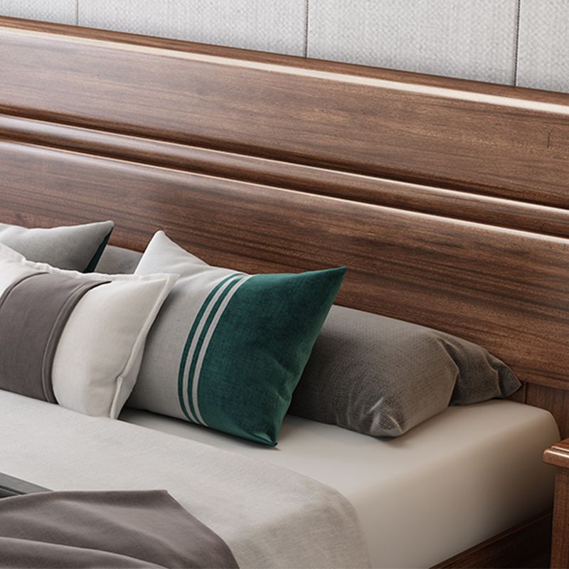 42.5" Traditional Solid Wood Bed, Low Profile Bed in Ash Walnut