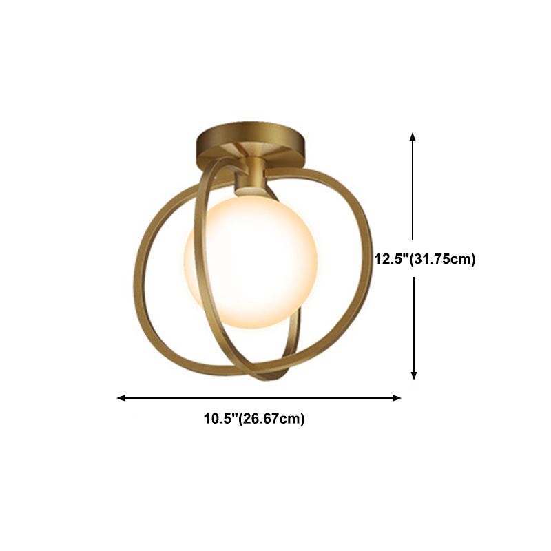 Metal Round Shade Flush Ceiling Light Industrial 1 Light Ceiling Light Fixture in Gold
