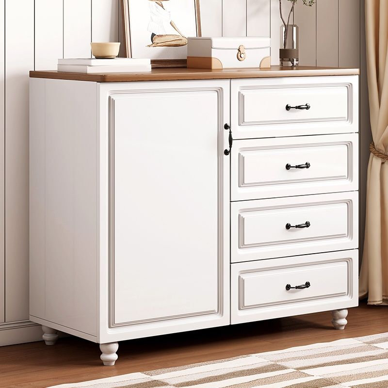Mid-Century Modern Rectangle Accent Cabinet with Bun Feet and Drawers