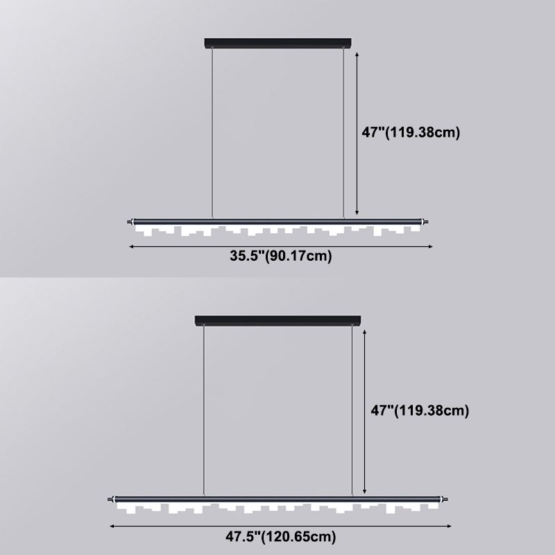 Idee di illuminazione dell'isola lineare moderna lampadario metallo 1 luci isola luminosa per sala da pranzo