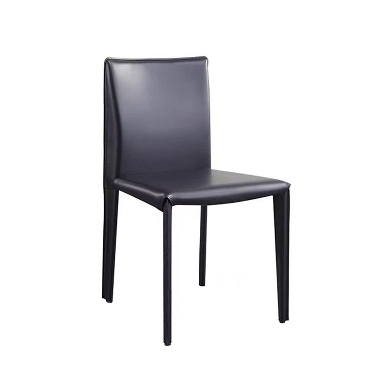 Contemporary Faux Leather Dining Chairs Armless Chairs with Metal Base