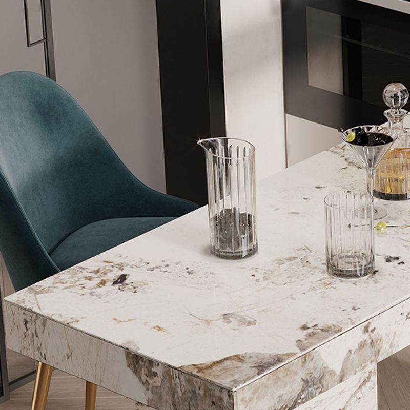 1/2/3/5 Pieces Glam Rectangle Sintered Stone Counter Table with High Stools