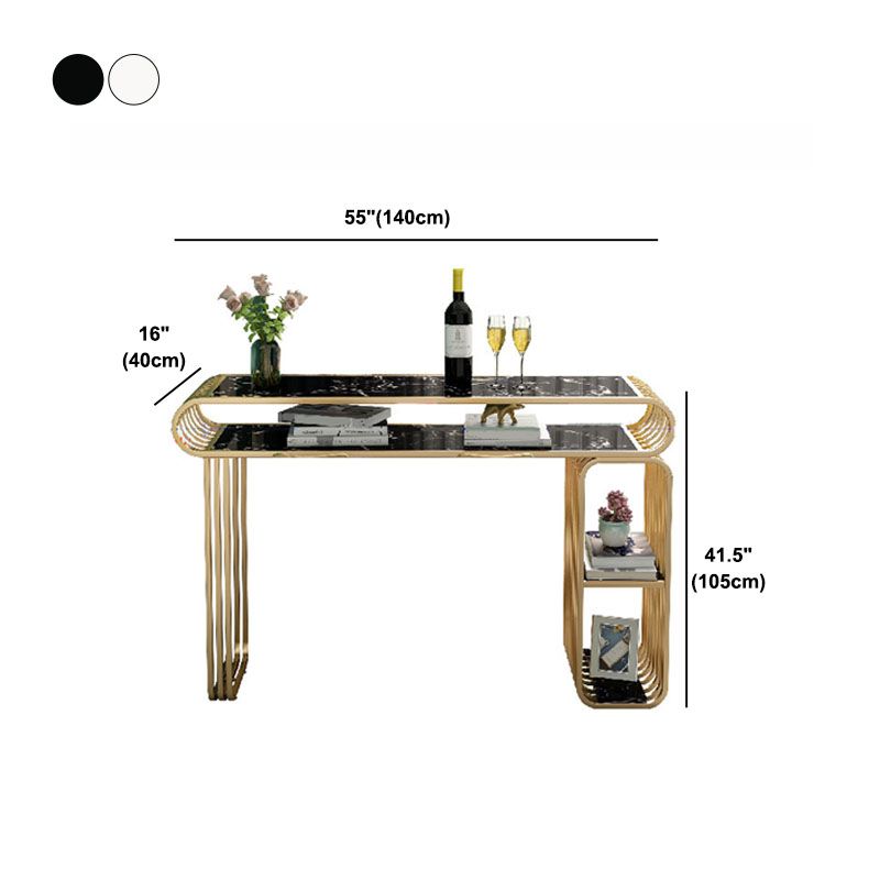 Luxurious Rectangular Pub Table Set 1/3 Pieces Stone Top Counter Table with High Stools