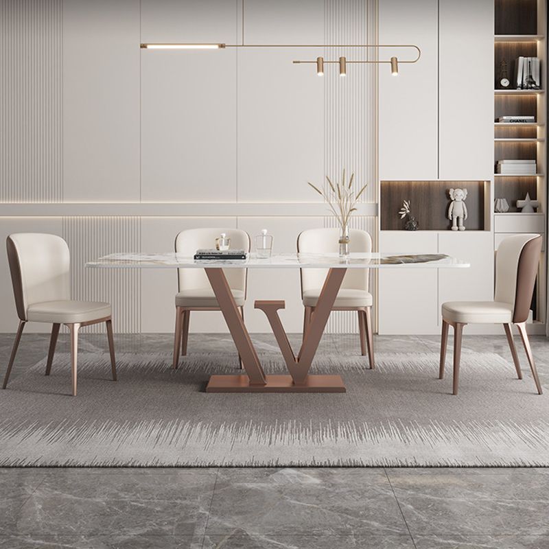 Nordic Glam Rectangle Sintered Stone Table Set 1/2/5/6 Pieces Dining Set